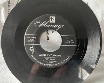 1956 45 RPM 7" Vinyl Record Patti Page - Allegheny Moon - The Strangest Romance - Mercury Records - 70878X45 - Pop Music