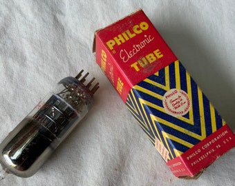 Vintage Philco Electronic Radio Tube with Original Box - 6AU8 Model - Untested - Vacuum, Television, Radio Tube, Electron Tube