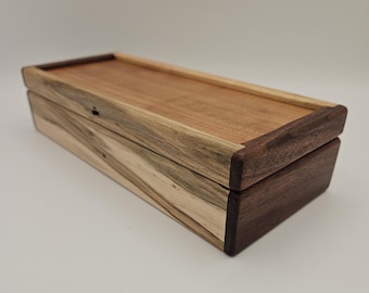 Wooden Keepsake Box Ambrosia Maple, Walnut w Cherry Hinged Lid