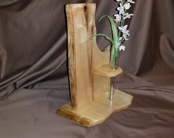 Wooden Bud Vase / Silk Flower Display / Unique Decorating