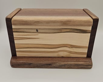 Wooden Keepsake Box Ambrosia Maple, Walnut Live Edge Lid & Base