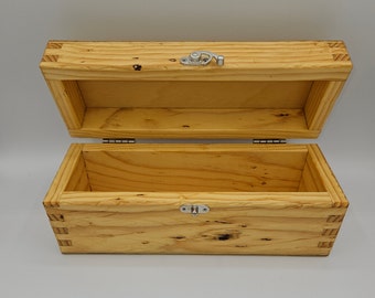 Rustic Wooden Keepsake Box Pine w Hinged Lid, Latch