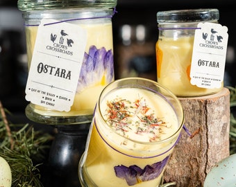 Ostara Candle~ Witchcraft Candles ~ Hand Poured ~ Herbal~ Soy ~ All Natural: III Crows Crossroads