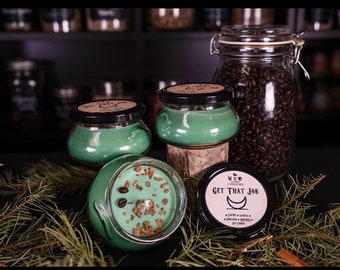 Get that Job! Candle ~ Witchcraft candles ~ Hand poured ~ Herbal ~ Soy ~ All Natural: III Crows Crossroads