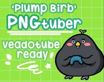 Crow PNGTuber Avatar | Plump Birb, Veadotube Ready (Digital Download