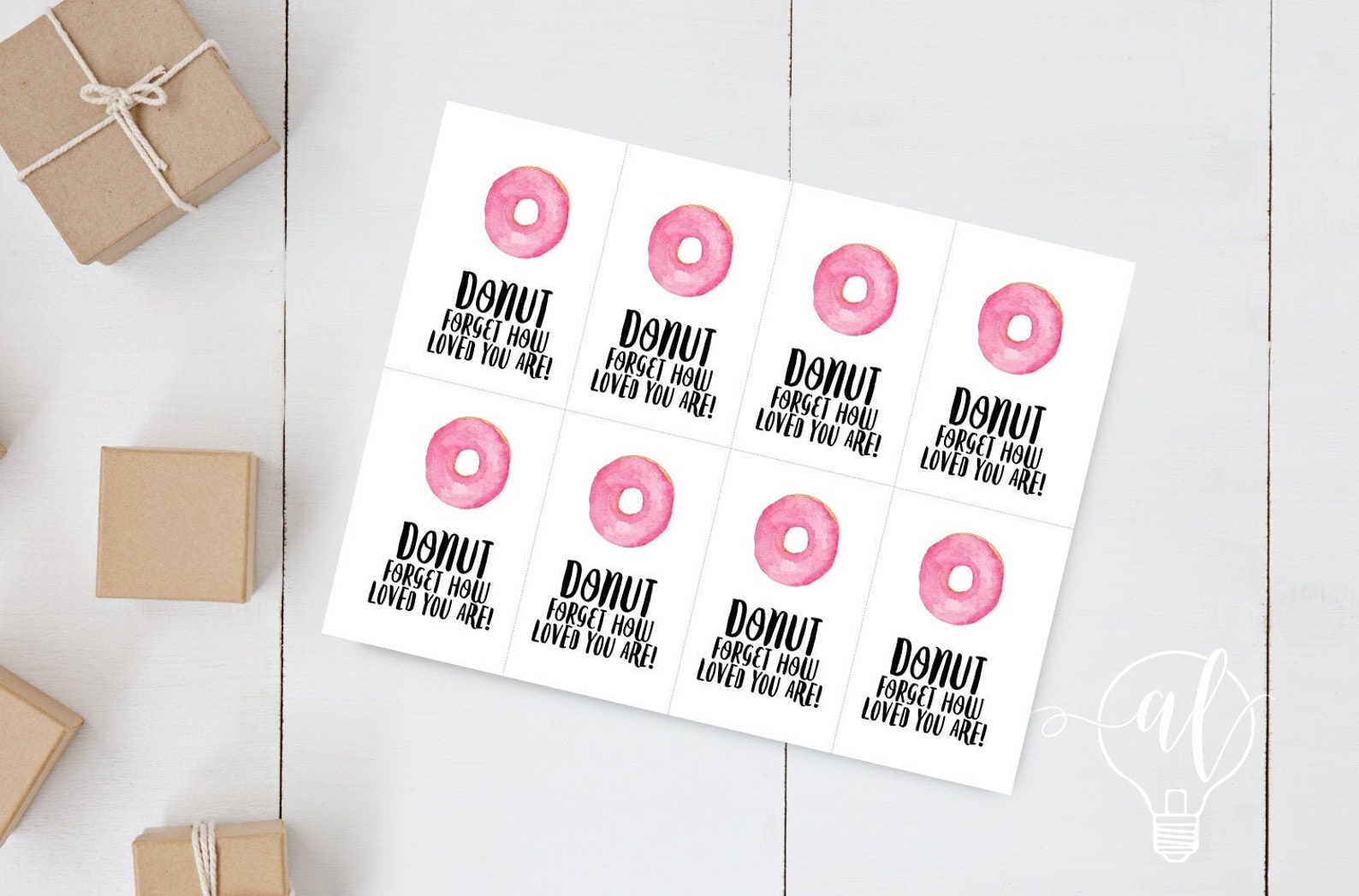 Donut forget how loved you are kids printable valentines | Etsy