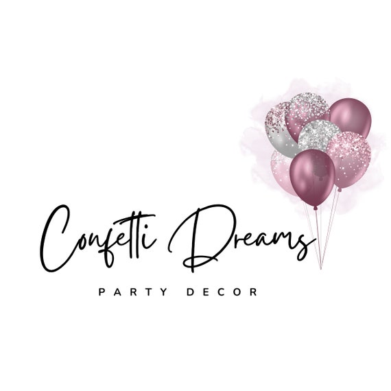 Balloons Event Logo Party Planning Confetti Premade Logo 