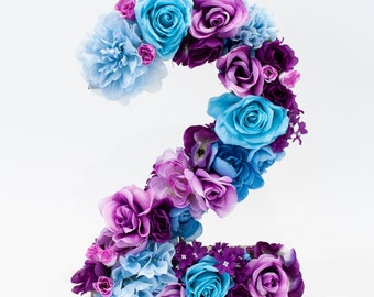 Handcrafted Floral Birthday Number, Custom Flower Color, Party Decor