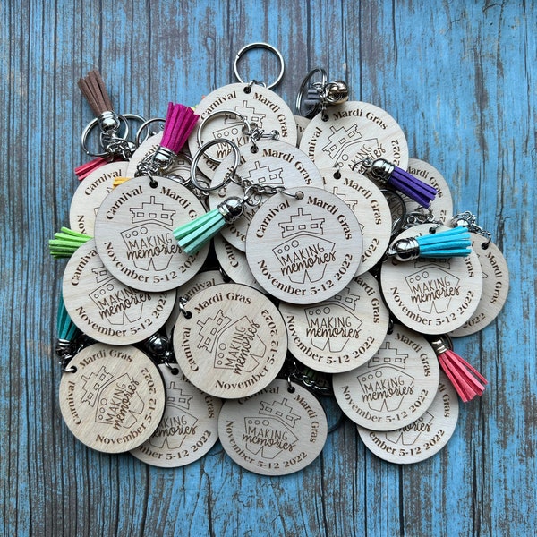 Cruise keychain, gift exchange, souvenir, family reunion, party, celebration, wood keychain, custom