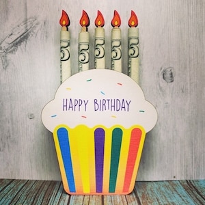 Birthday Money Holder, gift, cupcake, gift giving, sublimation money holder, laser cut