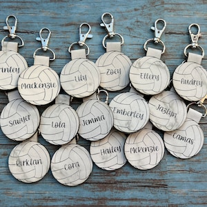 Leather Leatherette volleyball keychains, sports, school sports