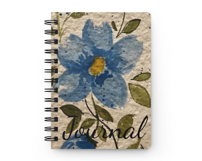 Botanical Spiral Bound Journal with Watercolor Design, Personalized Gift, Writing Notebook, Art Journal, Diary for Women
