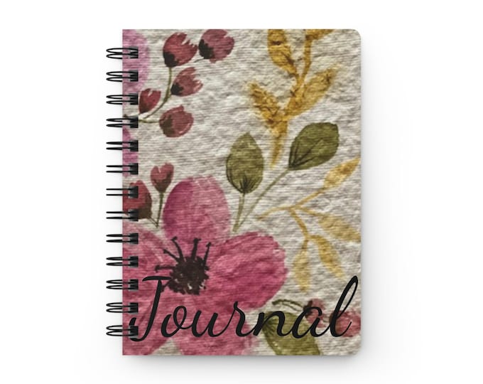 Floral Spiral Bound Journal with Watercolor Design, Personalized Gift, Writing Notebook, Art Journal, Diary for Women