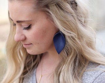 Genuine Leather Leaf Earrings: Lightweight Dangle, Chic Style