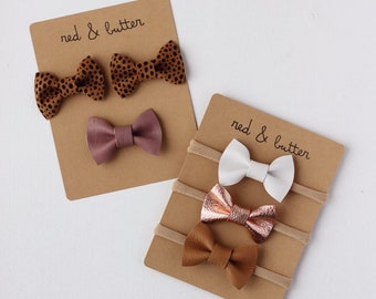 Geniune Leather Bows | Baby Bow Headbands | Bows Clips Dogs | Girl Bows | Toddler non-slip hair clips