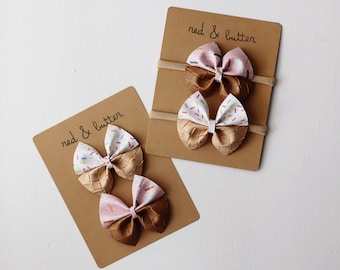 Ice Cream Bow: Vegan Leather Sprinkles Hair Clip or Headband