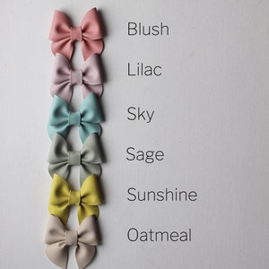 Vegan Leather Sailor Bow Pinch Bow Pastel Springtime Hair Bow Baby Bow Headbands Girl Bows Toddler non-slip clips Faux leather image 5