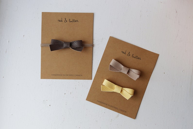 Toddler non-slip hair clips Vegan Leather Bows Dainty Pale Yellow Bows Clips Dogs Baby Bow Headbands Faux Leather Bows Girl Bows