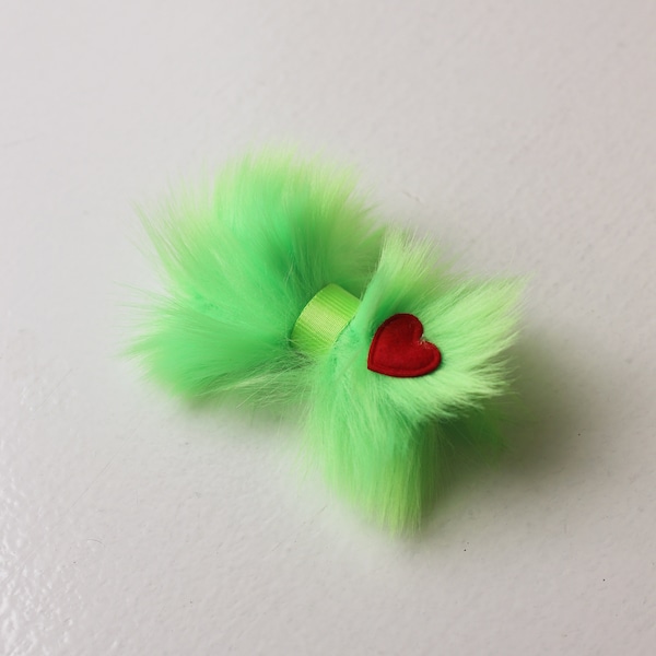 Grinch Christmas Bow | Green Red Holiday Bow | The Grinch Hair Clip | Baby First Christmas Bow Headband | Funny Christmas Bow