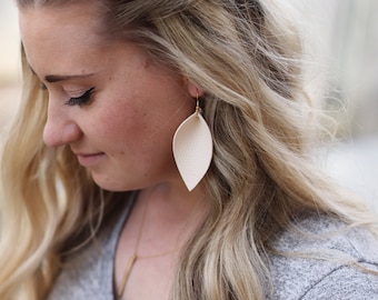 Vegan Leather Leaf Earrings: Lightweight Dangle, Chic Style