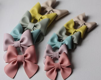 Vegan Leather Sailor Bow | Pinch Bow Pastel | Springtime Hair Bow | Baby Bow Headbands | Girl Bows | Toddler non-slip clips | Faux leather