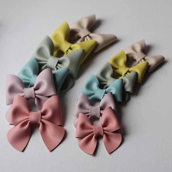 Vegan Leather Sailor Bow | Pinch Bow Pastel | Springtime Hair Bow | Baby Bow Headbands | Girl Bows | Toddler non-slip clips | Faux leather