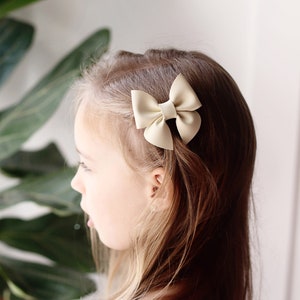 Vegan Leather Sailor Bow Pinch Bow Pastel Springtime Hair Bow Baby Bow Headbands Girl Bows Toddler non-slip clips Faux leather image 7