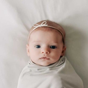 Vegan Leather Cord Bow - Newborn Baby Headband - Infant Bow Headband