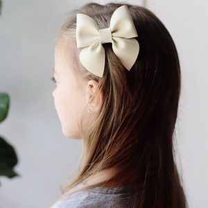 Vegan Leather Sailor Bow Pinch Bow Pastel Springtime Hair Bow Baby Bow Headbands Girl Bows Toddler non-slip clips Faux leather image 6