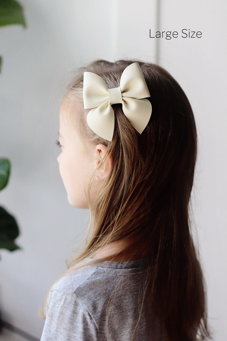 Vegan Leather Sailor Bow Pinch Bow Pastel Springtime Hair Bow Baby Bow Headbands Girl Bows Toddler non-slip clips Faux leather image 6