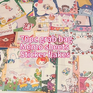 70 piece Stationery, memo sheets, sticker flakes, penpal, journaling, grab bag, mystery bag