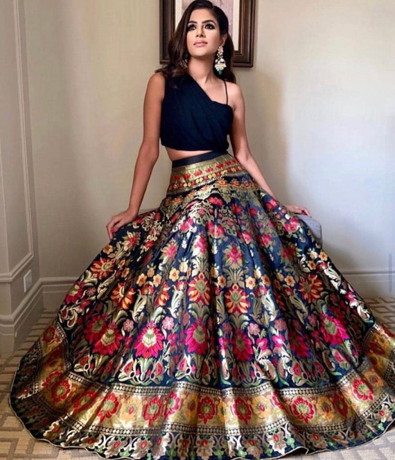 designer party wear crop top with skirt