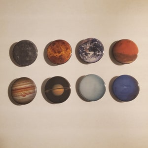 Solar System Planets Pinback Buttons Set 1-1/4"