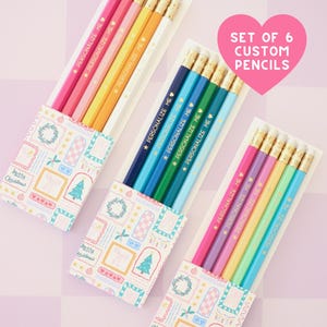 Holiday Personalized Pencil Set – 6 Custom Gold Stamped Personalized Pencils