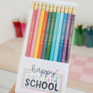 12 Personalized Pencils / Back to School Pencil Set / School Supplies / Hand Stamped Foil Pencils / Custom Gifts / Teachers & Student Gifts