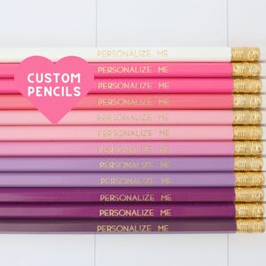Personalized Pencils Set of 12: Custom Stationery, Gold Foil Stamped - Etsy