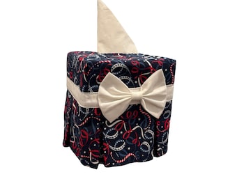 4th of July Tissue Box Cover: Patriotic Print, Handmade Tabletop Decor
