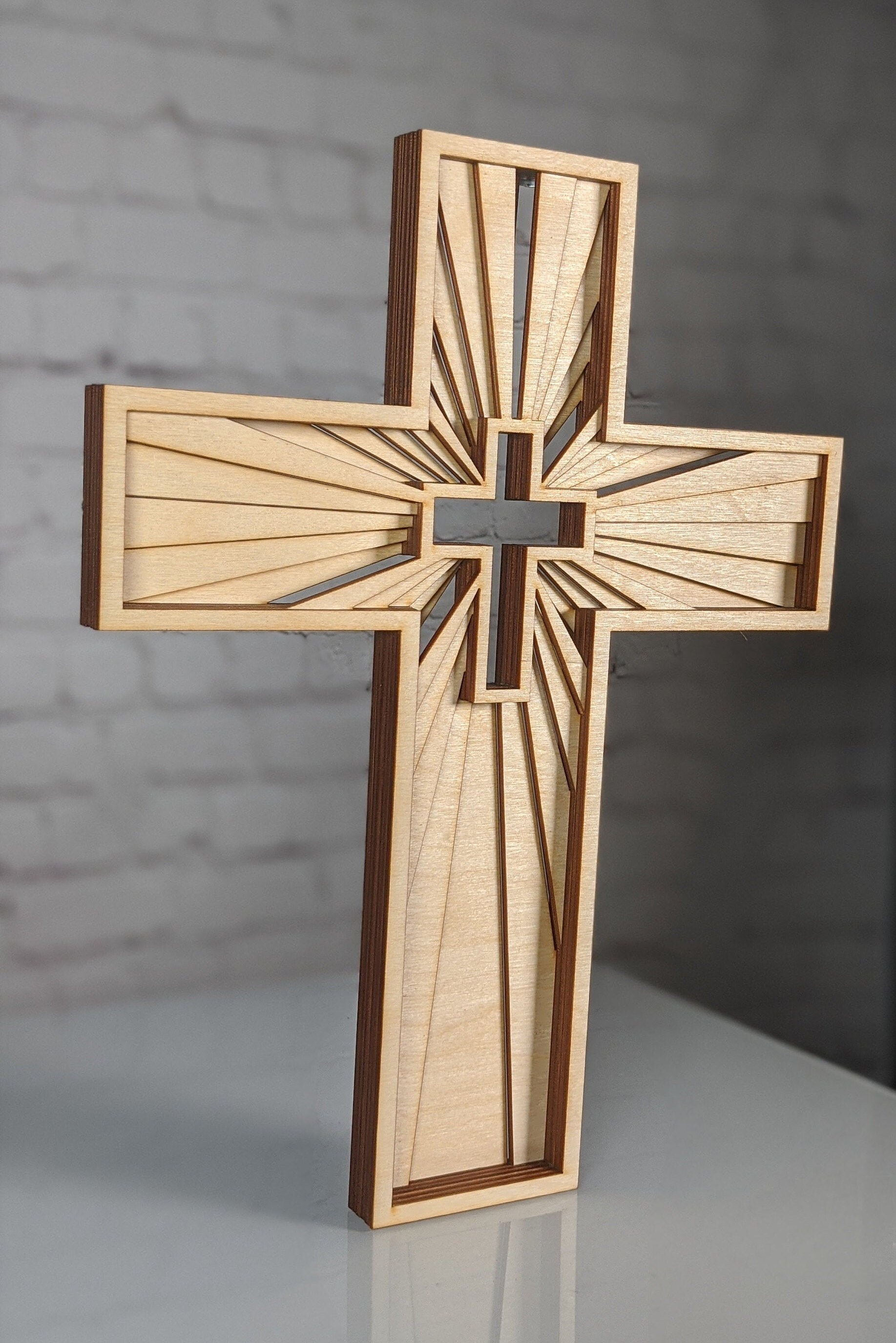 Wooden Cross Multilayer Panel Big Religious Decoration Etsy
