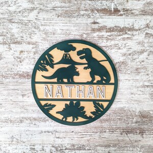 Personalized Dinosaur Name Sign for Nursery- Dinosaur Nursery Sign- Custom Dino Decor for Baby Boy- Dino Wall Art- Jurassic Nursery Wall Art