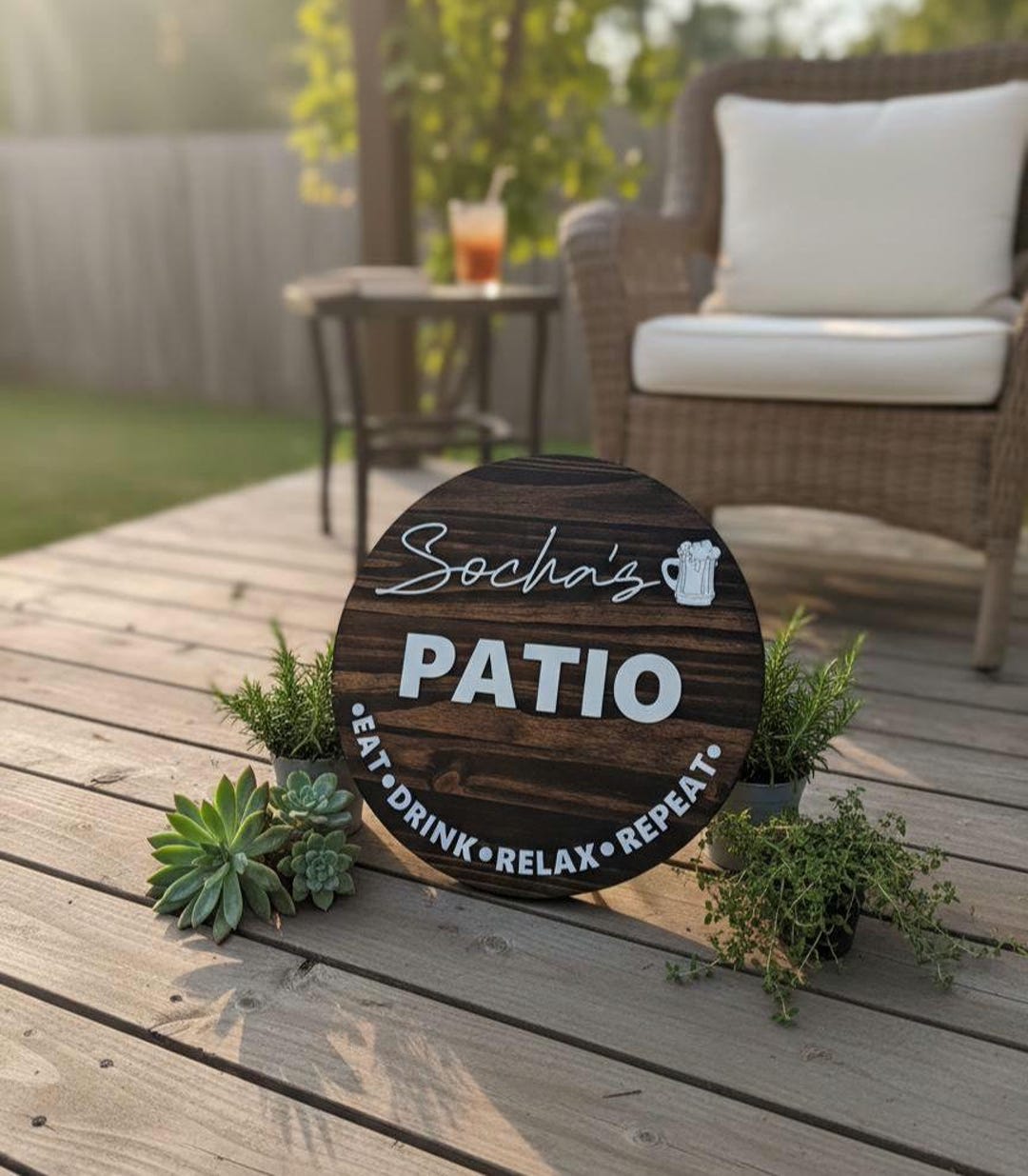 Personalized Patio Sign, Custom Backyard Sign, Outdoor Wall Decor ...