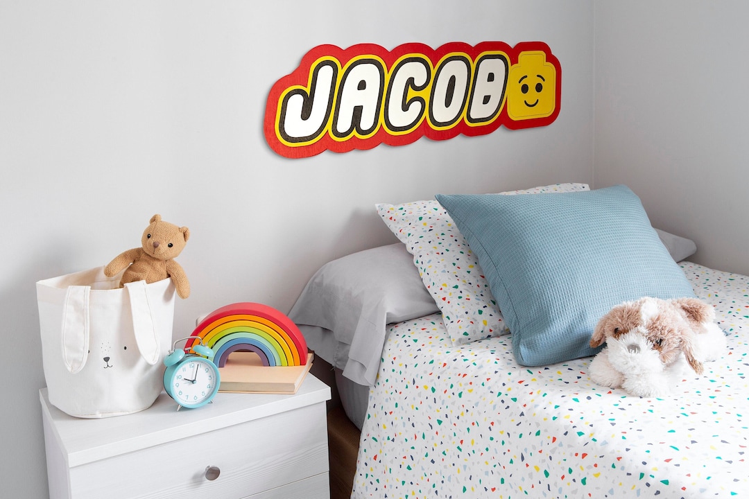 Building Block Name Sign Custom Building Brick Sign Wood Brick Nursery