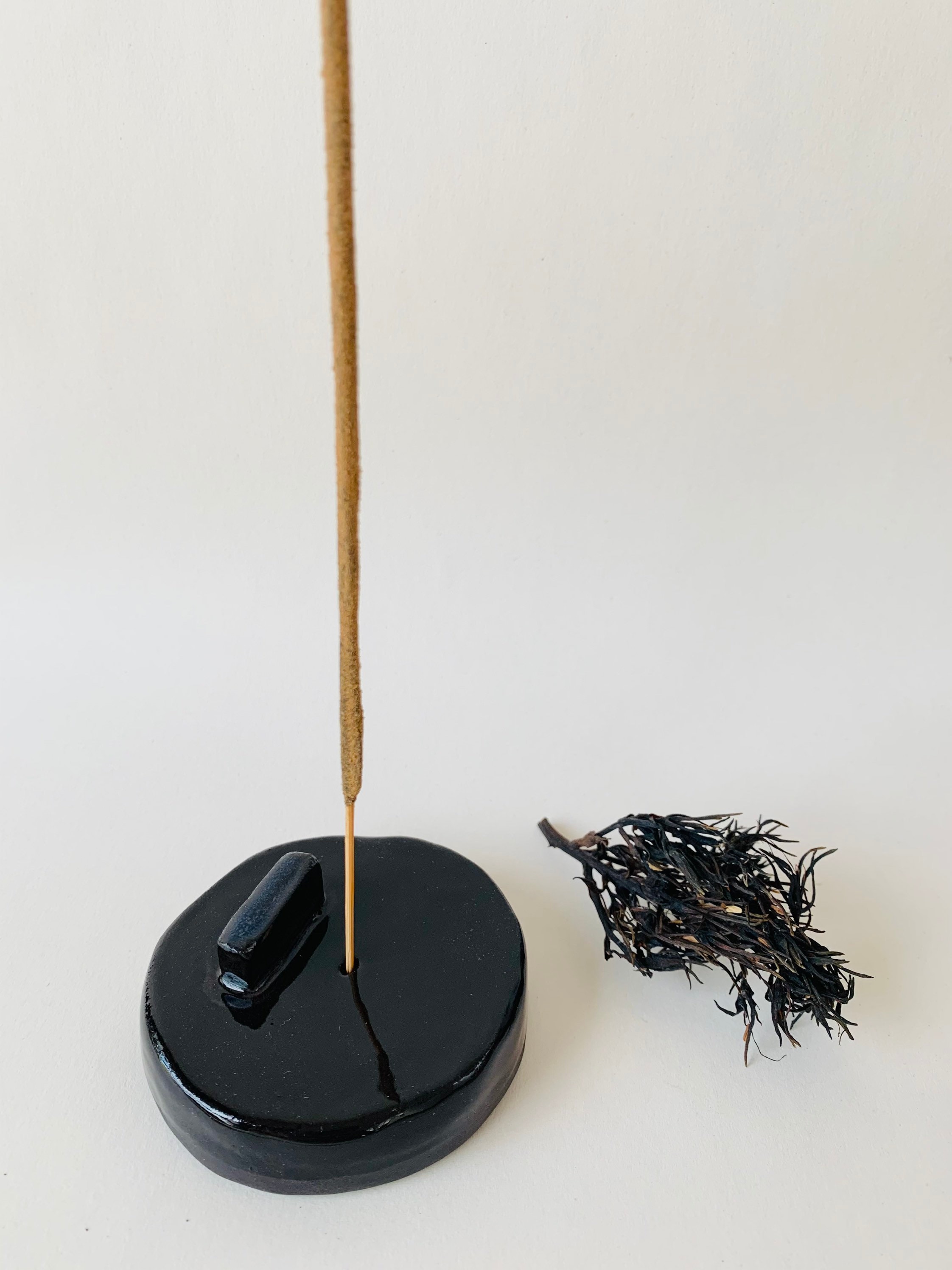 Handmade ceramic Incense holder with palo Santo resting stump. Etsy