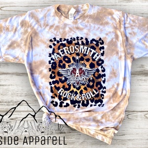 Aerosmith Cheetah Tye Dye T-Shirt | Rock Band Shirt | 80’s Band Tee | Tye Dye Tee | Shirt | Unisex | Bleach Shirt | Charcoal | Gift | 70’s