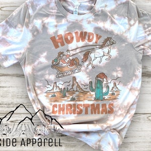 Howdy Christmas T-Shirt | Holiday Shirt | Santa Shirt | Western Christmas | Southern Christmas Shirt | Acid Wash Shirt  | Gift For Her