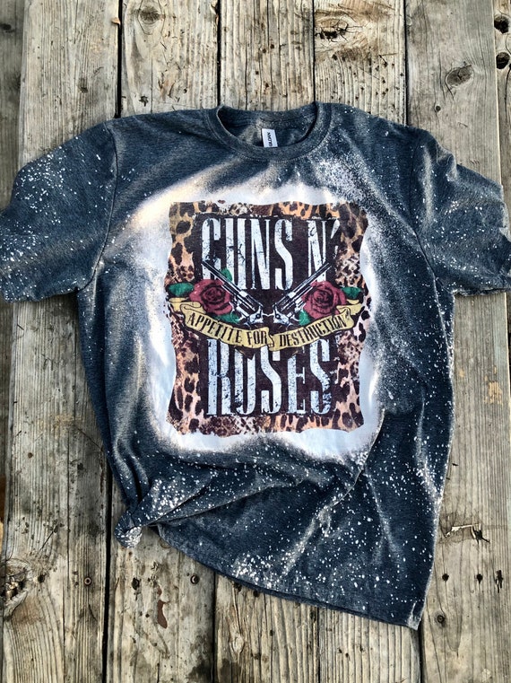 Guns N’ Roses Cheetah Inspired T-Shirt | Rock Band Shirt | 80’s Band Tee | Bleach Tee | Shirt | Unisex | Bleach Shirt | Charcoal | Gift