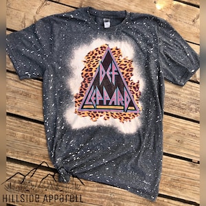 Def Leppard Cheetah Inspired T-Shirt | Rock Band Shirt | 80’s Band Tee | Bleach Tee | Shirt | Unisex | Bleach Shirt | Charcoal | Gift