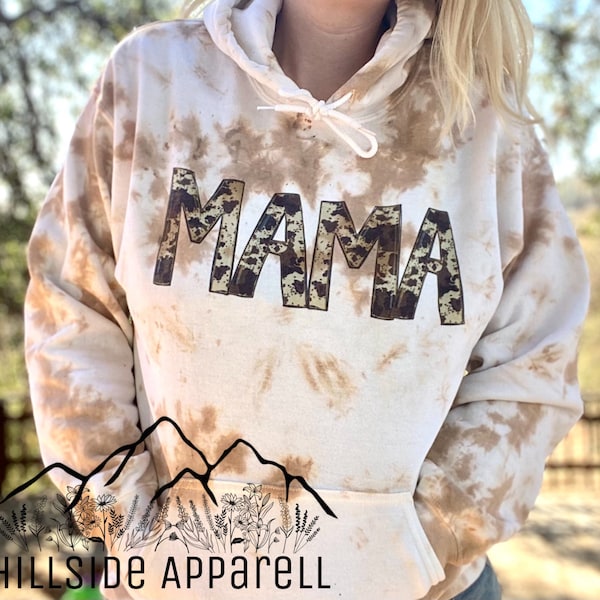 Cow Hide Mama Tye Dye T-Shirt | Cow Hide Mama Hoodie | western Sweater | Tye Dye Tee | Shirt | Bleach Shirt | Cow Print Shirt | Gift For Her