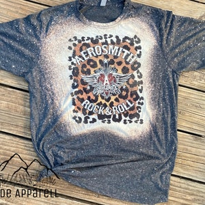 Aerosmith Cheetah Inspired T-Shirt | Rock Band Shirt | 80’s Band Tee | Bleach Tee | Shirt | Unisex | Bleach Shirt | Charcoal | Gift | 70’s