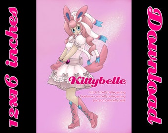 Magical Girl Sylveon Gijinka 12"x16" digital print