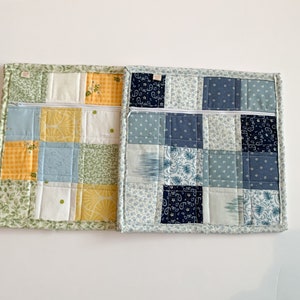 Recycled fabric patchwork zipper pouch for organization